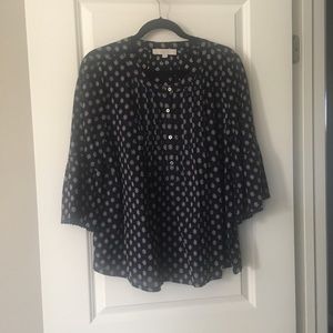 Loft navy and pink bell sleeve blouse.  XL